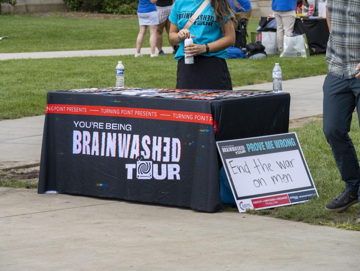 Charlie Kirk booth on Library Mall. 