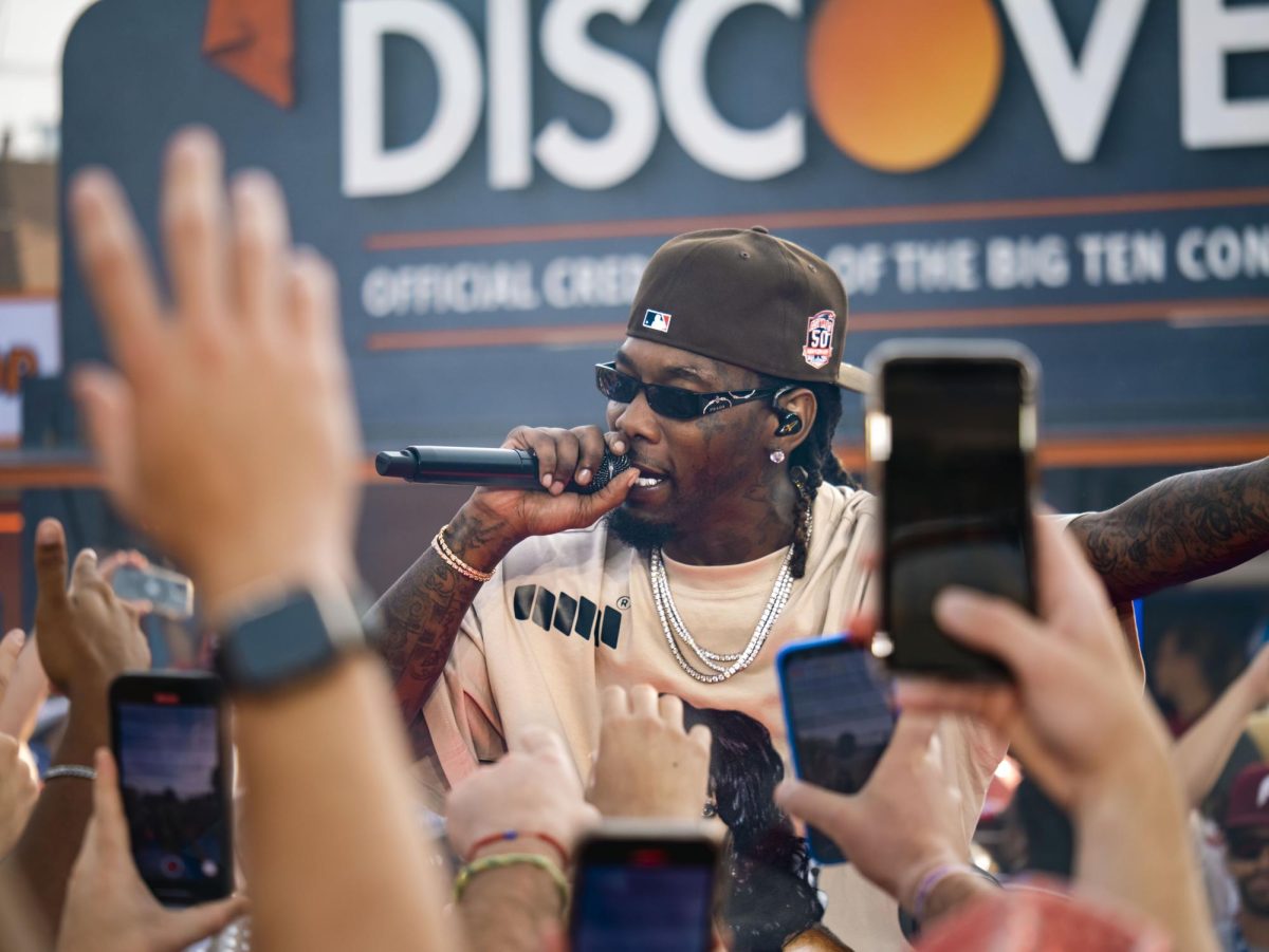 Offset performing at the Fox Big Noon Kickoff event on the Kohl Center lawn. September 14, 2024. 