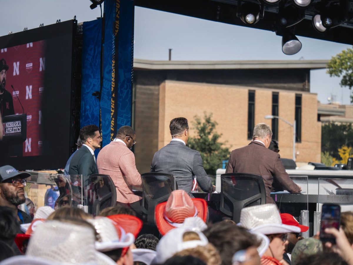 Fox Big Noon Kickoff cast on the Kohl Center lawn. 