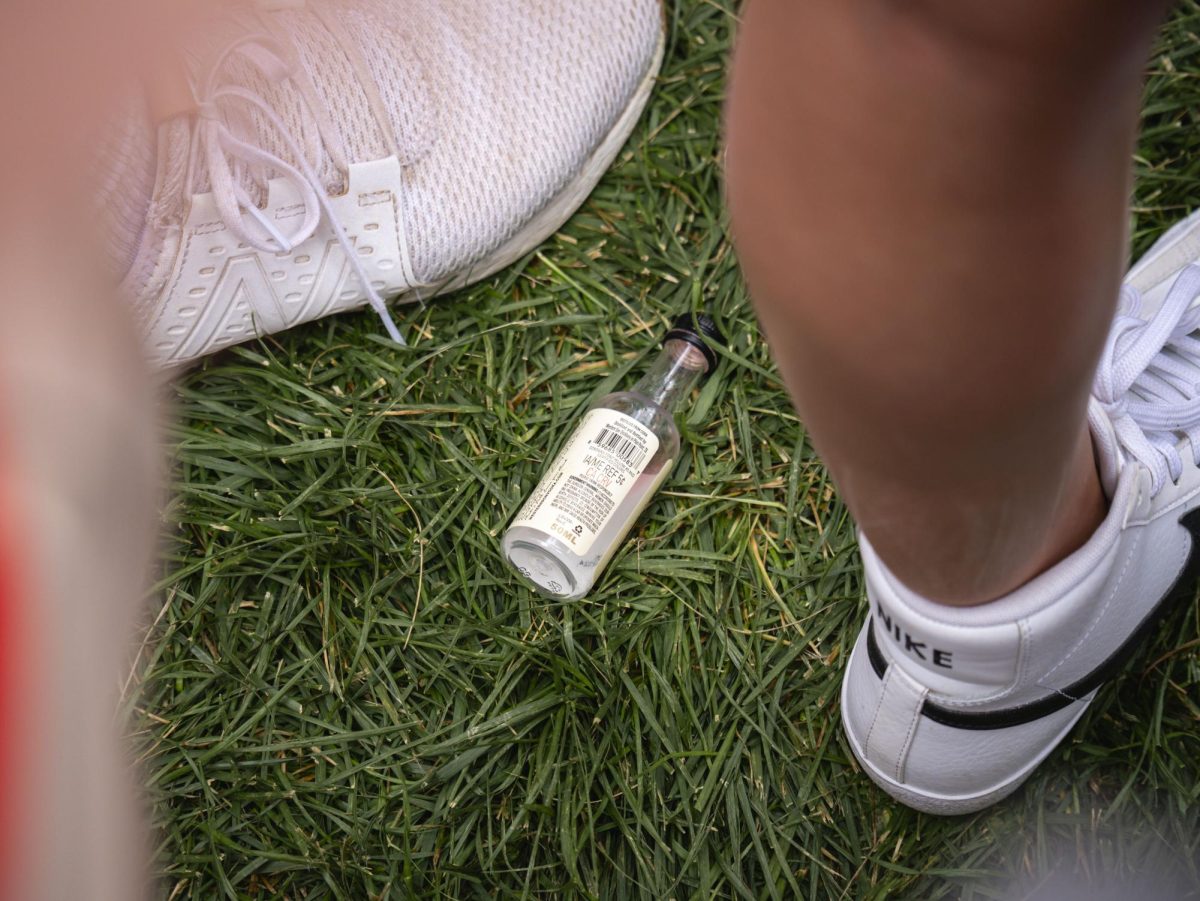 Alcohol shooter left on Kohl Center lawn prior to the football game. 