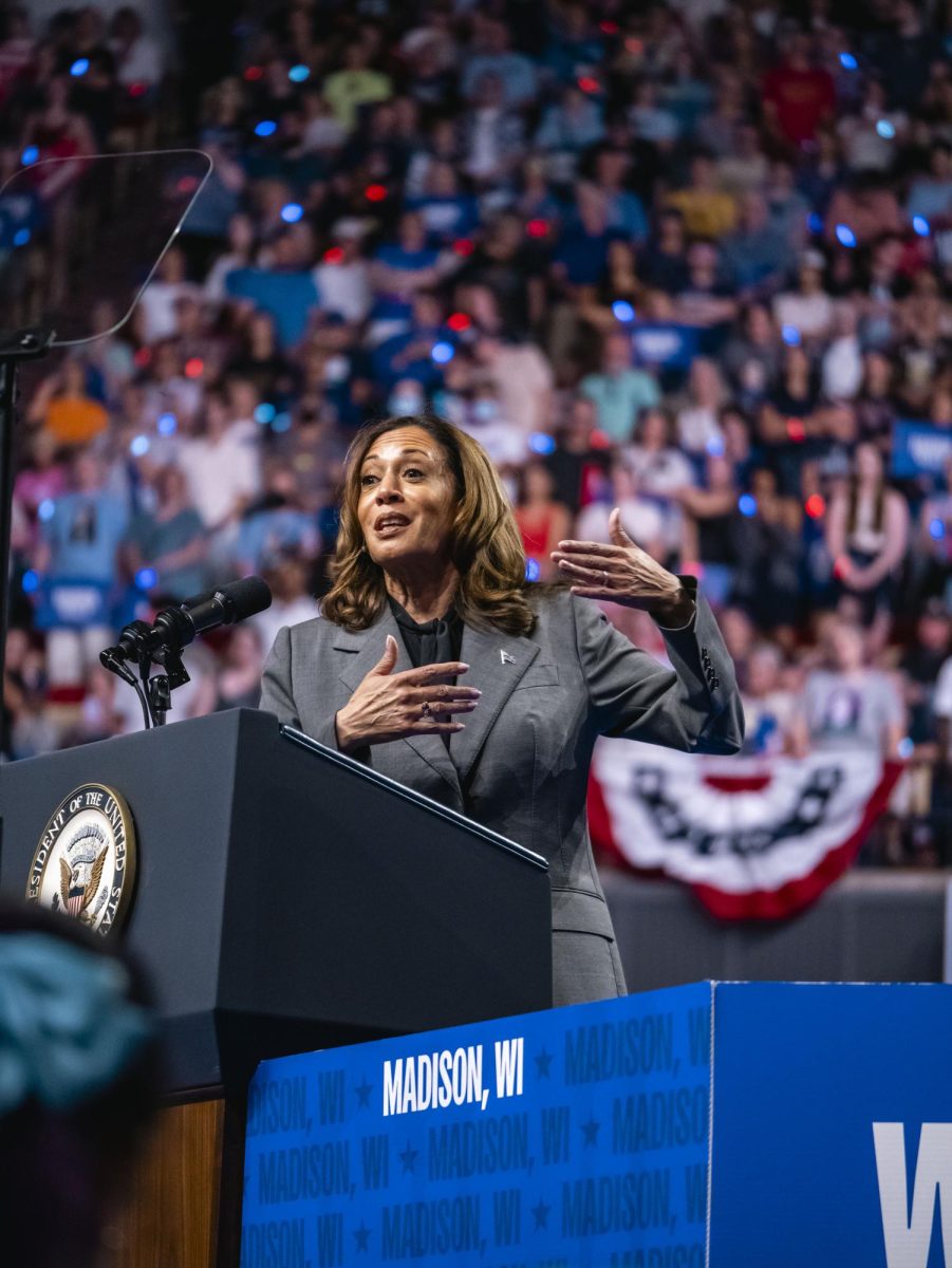 Kamala Harris at her rally in Madison. 