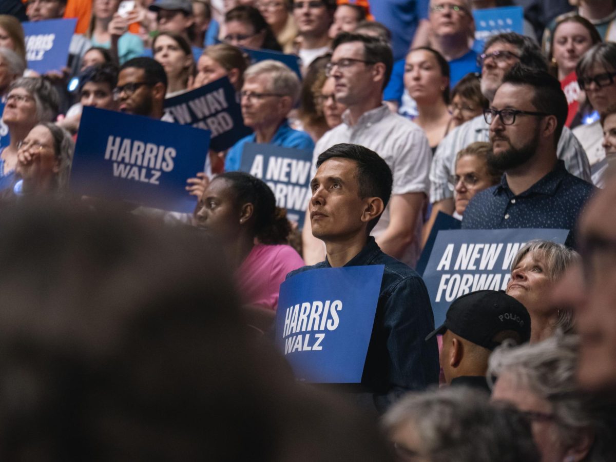 Audience member at the Kamala Harris rally in Madison. 