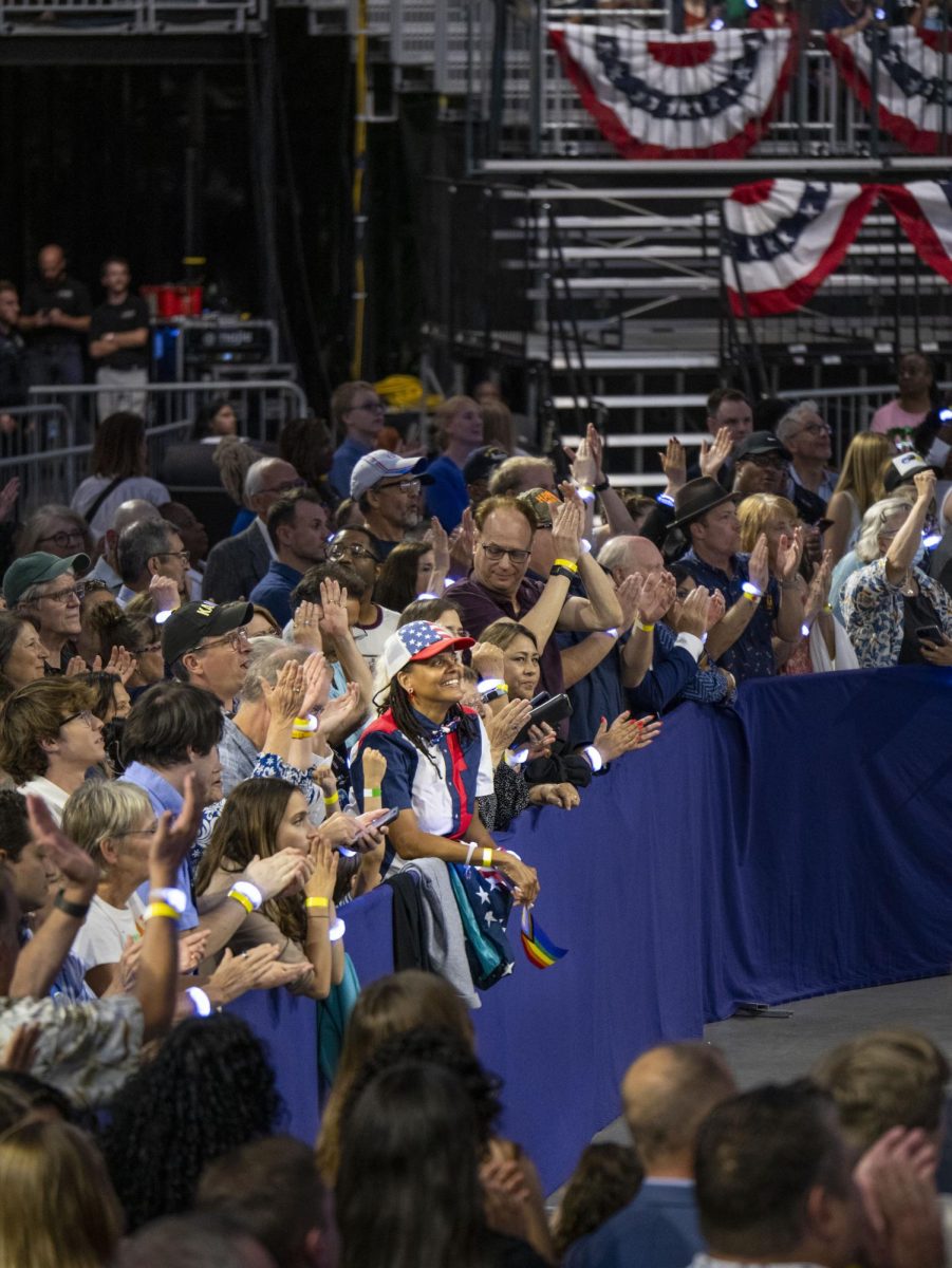 Crowd at the Kamala Harris rally in Milwaukee at the Fiserv Forum. Aug. 20, 2024.