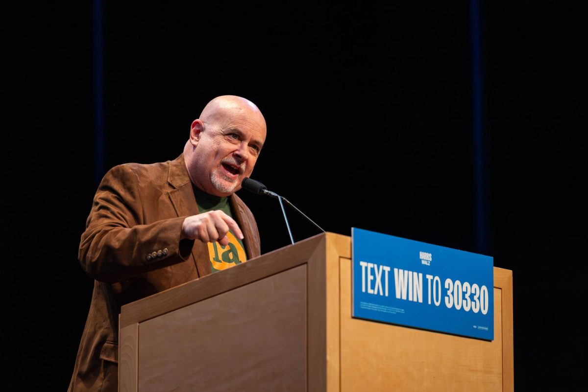 Representative Mark Pocan speaks at a Harris-Walz campaign event. October 28, 2024.