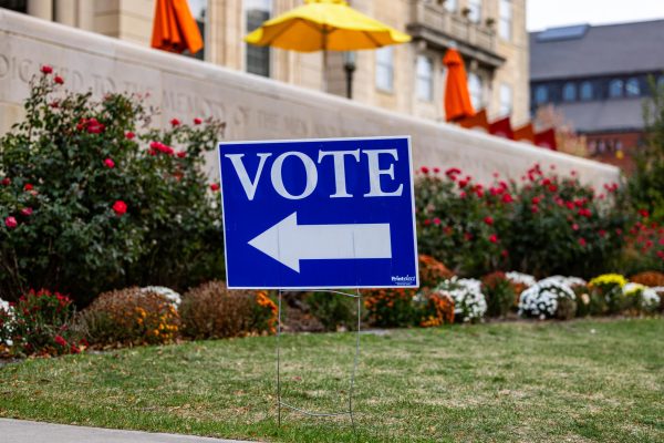 Voting sign at Memorial Union. October 30, 2024. 