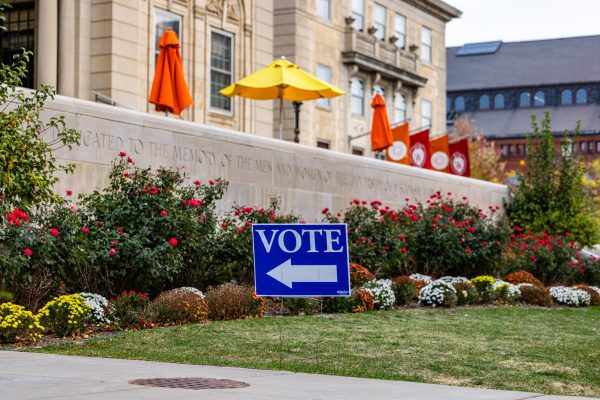 Voting sign at Memorial Union. October 30, 2024. 