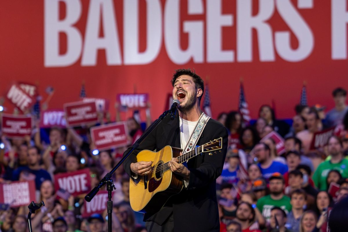 Mumford and Sons perform at a Harris-Walz campaign event in Madison at the Alliant Energy Center. October 30, 2024.