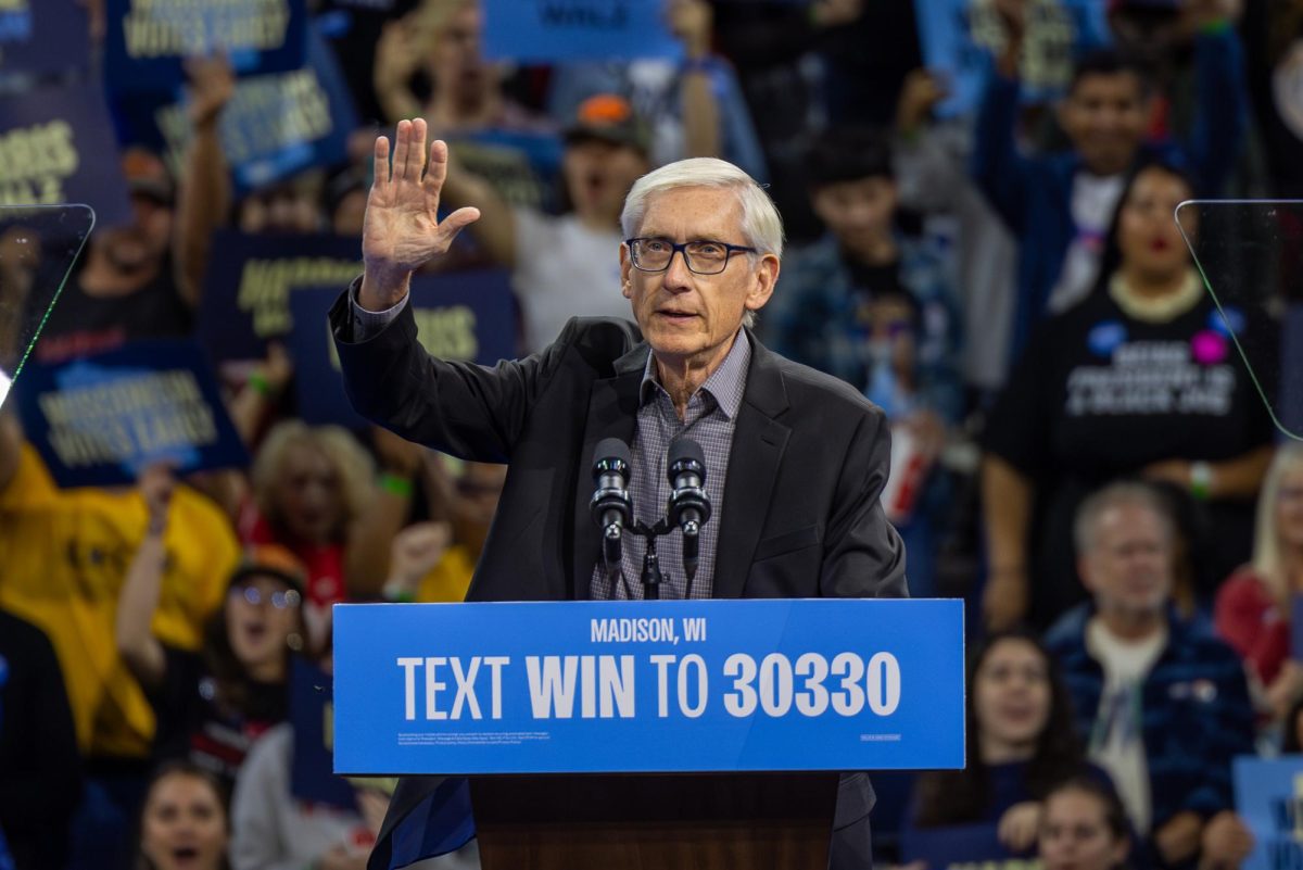 Governor Tony Evers speaks at a Harris Walz Campaign event. October 22, 2024