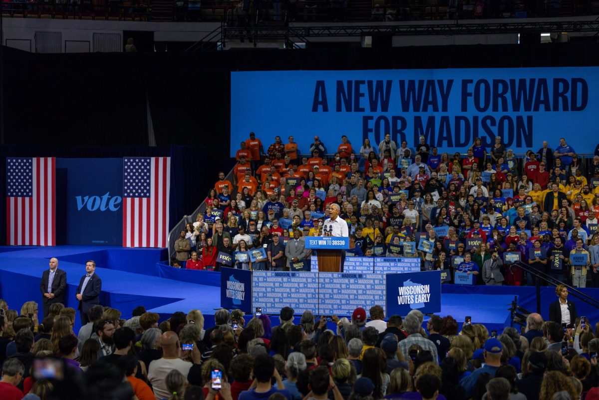 Former President Barack Obama speaks at a Harris Walz Campaign event. October 22, 2024