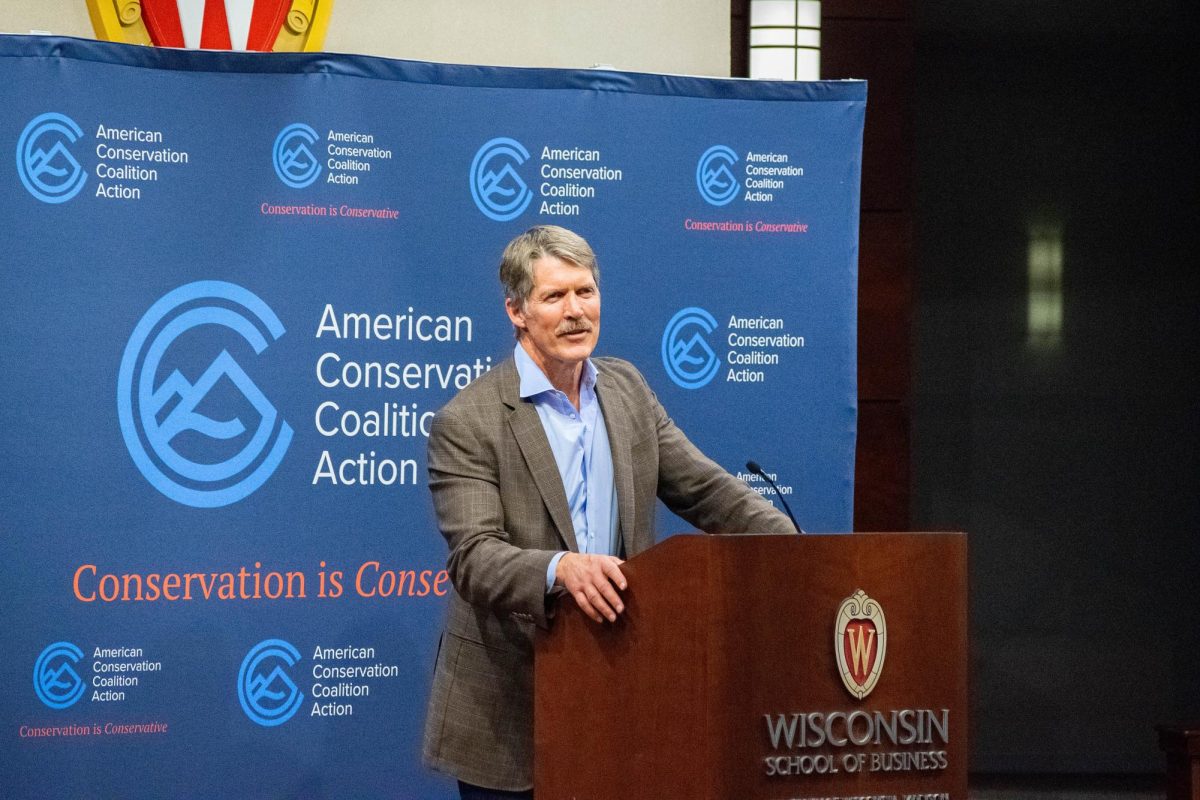 Eric Hovde speaks at the Wisconsin School of Business organized by the American Conservation Coalition Action. October 29, 2024.