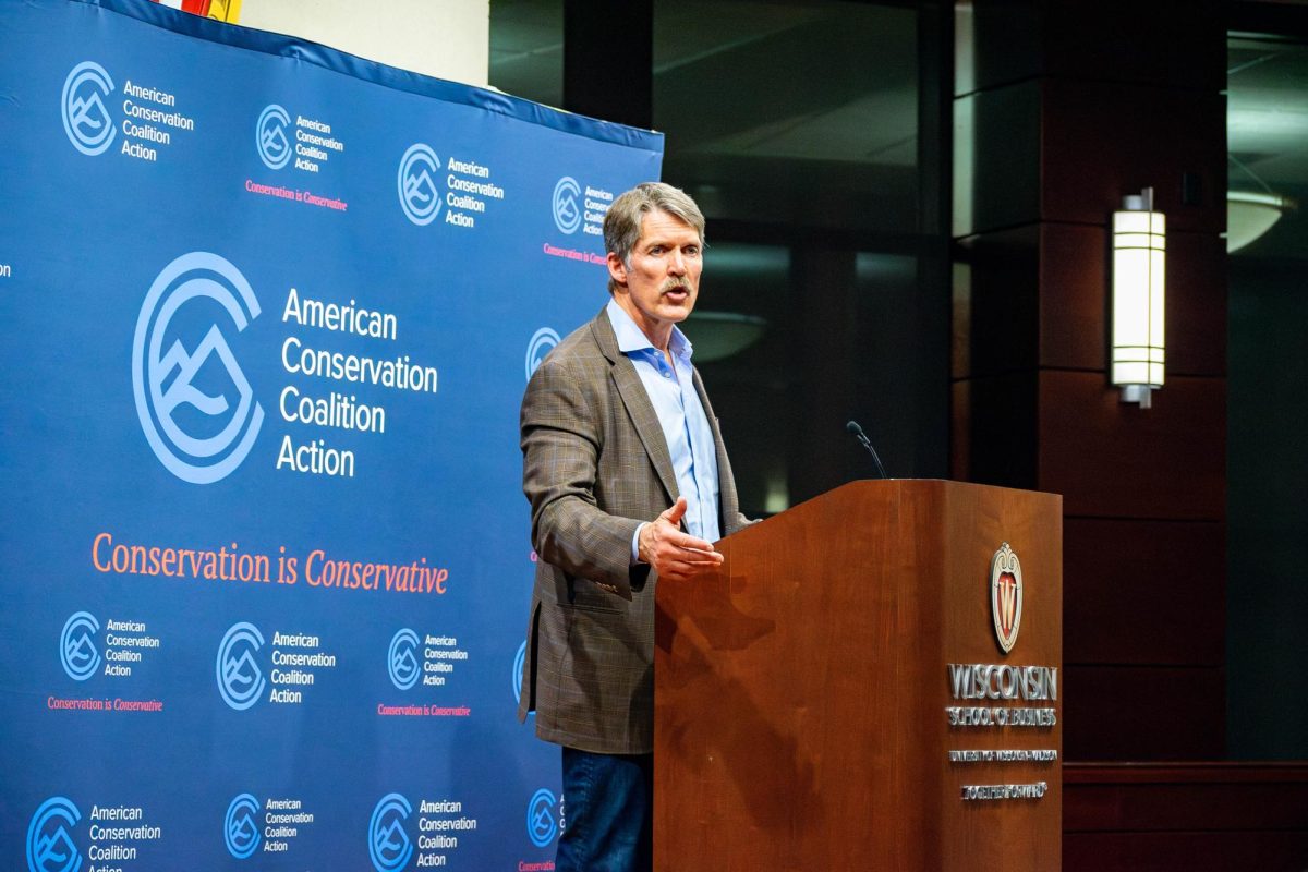 Eric Hovde speaks at the Wisconsin School of Business organized by the American Conservation Coalition Action. October 29, 2024.