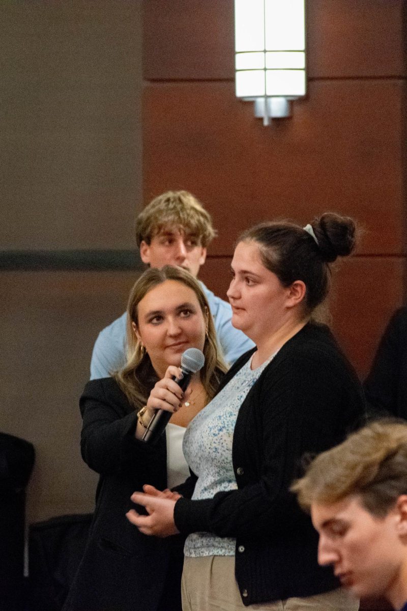 Student asks Eric Hovde a question. October 29, 2024