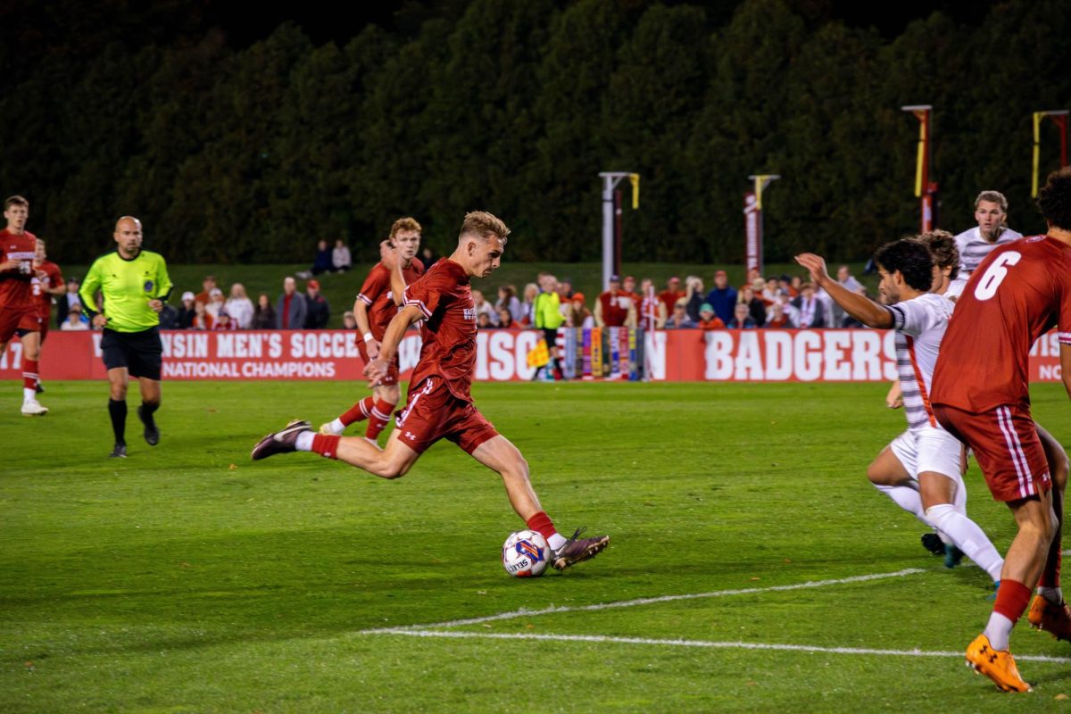 Noah Glorioso attempts to score from beyond the box.