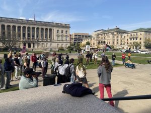 SJP protesters gather on Library Mall. October 11, 2024. 