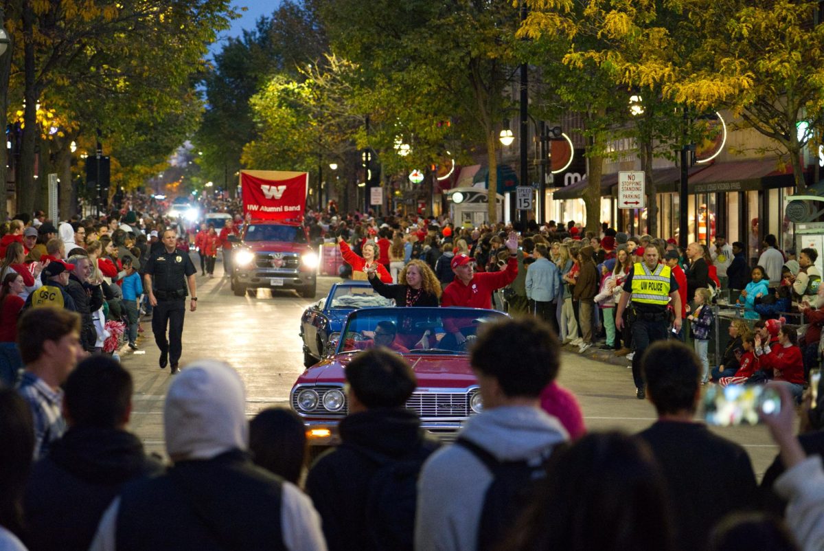 Chancellor Jennifer Mnookin leads the UW Homecoming Parade down State Street. October 25, 2024
