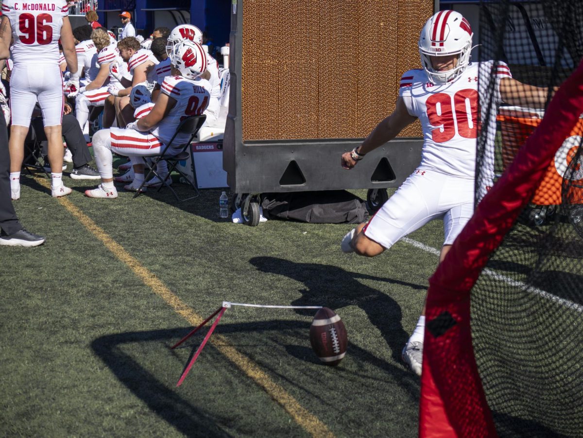 Kicker practices after a missed attempt. 