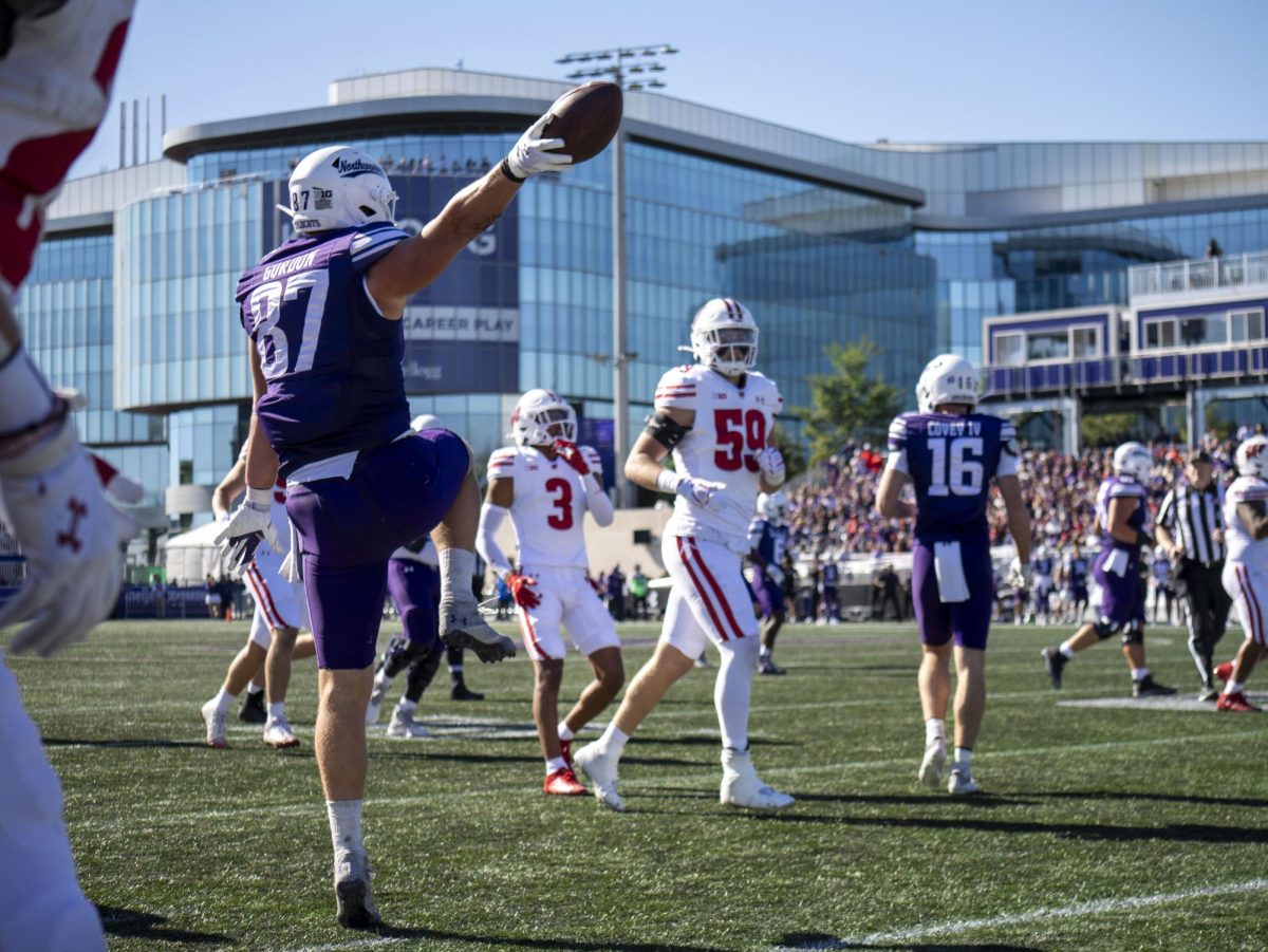 Northwestern player flaunts ball after fumble/interception?