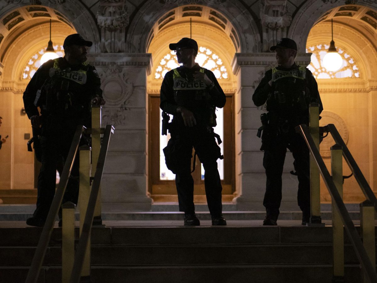 Police presence across from the vigil. October 7, 2024.