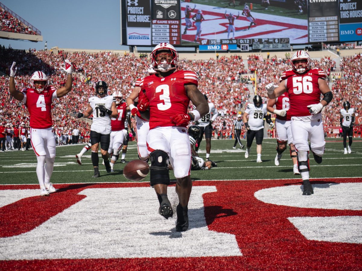 Badger Running Back Tawee Walker takes it into the End Zone. October 5, 2024. 