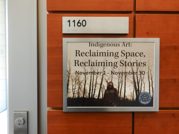 The "Indigenous Art: Reclaiming Space, Reclaiming Stories" exhibit is on display in the Discovery Building. November 2, 2024.