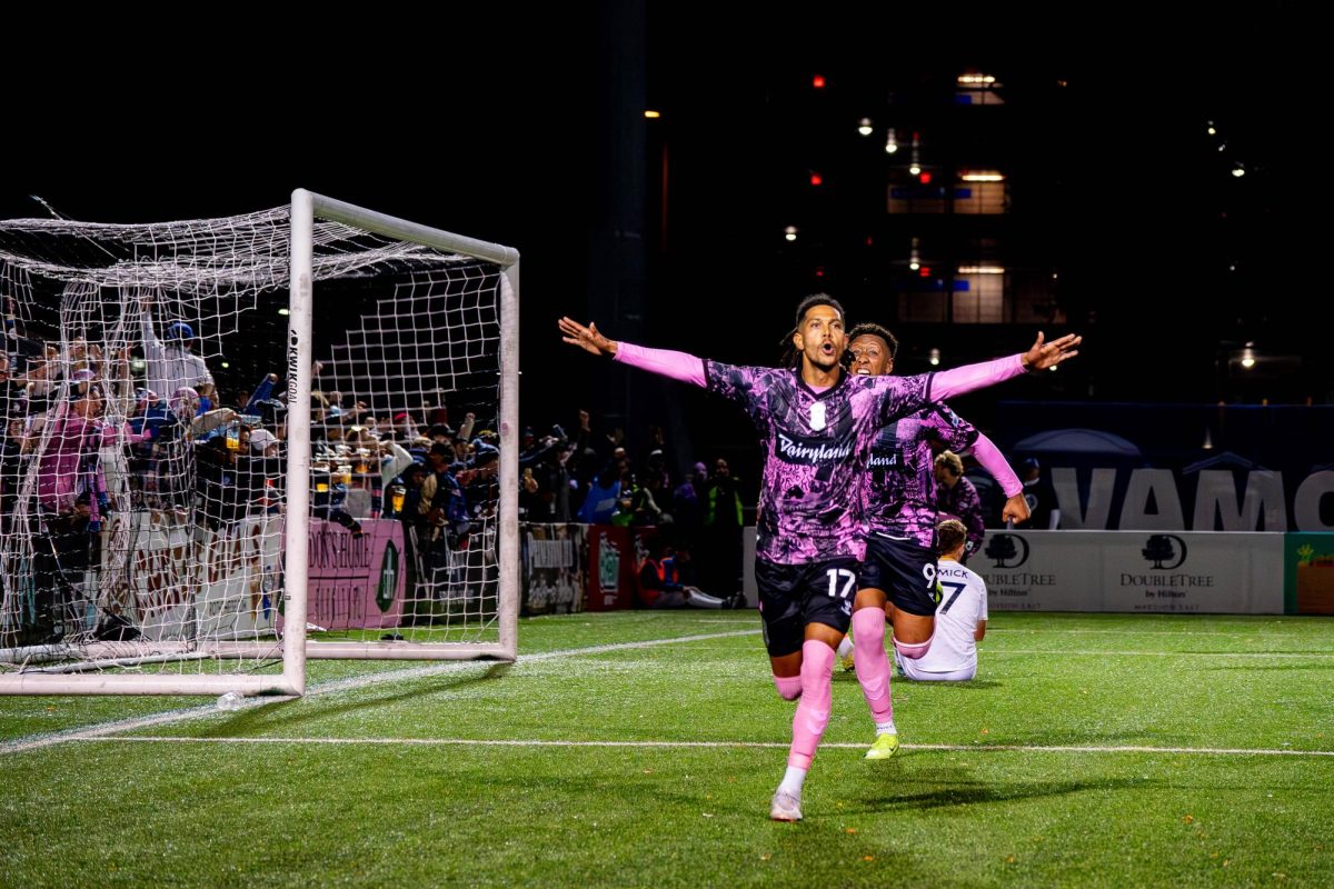 Derek Gebhard celebrates opening goal. November 2, 2024.