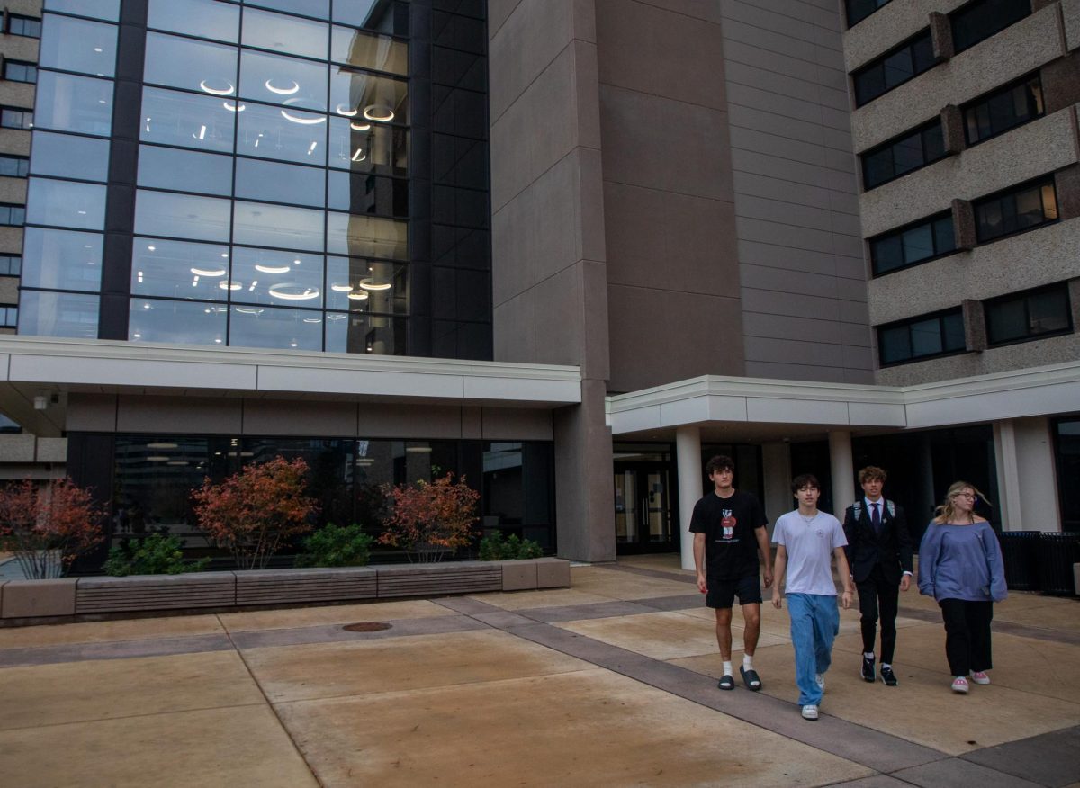 Students Leave Sellery Residence Hall. November 4, 2024.