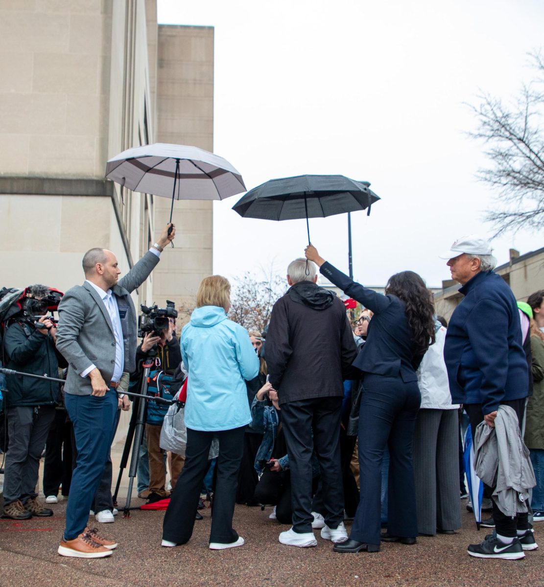 Wisconsin Governor Tony Evers and US Senator Tammy Baldwin Speak to the Media at Library Mall in Madison. November 5, 2024.