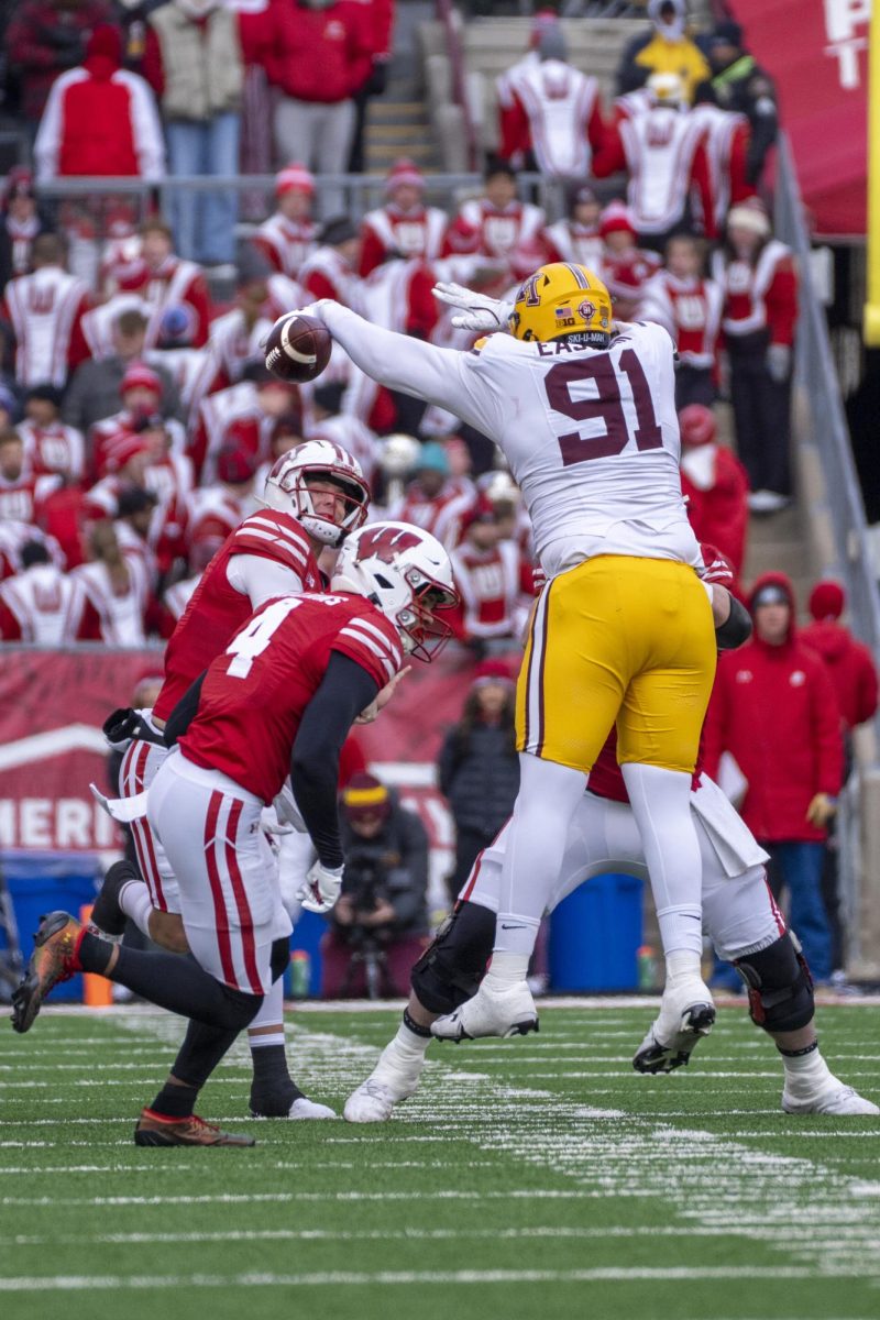 Minnesota defender bats down Locke's attempted throw. November 29, 2024. 