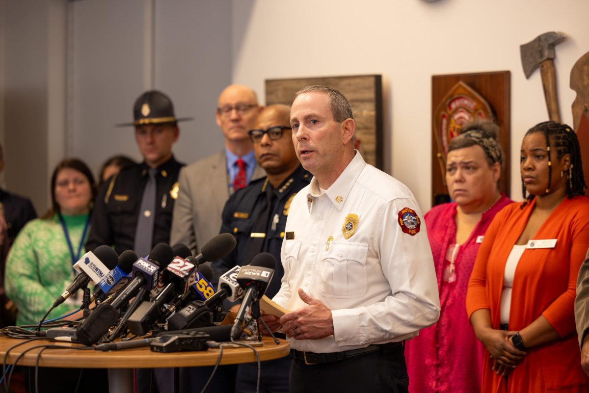 Madison Fire Chief Chris Carbon addresses the nation following a shooting at Abundant Life Christian School in Madison. December 16, 2024.