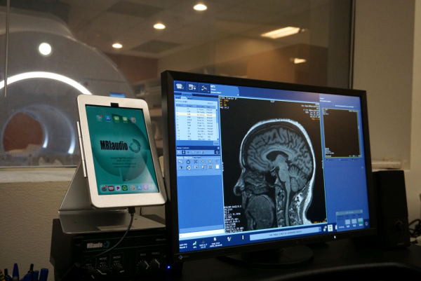 A computer displays an fMRI scan in the Health Sciences Learning Center. March 6, 2025. 
