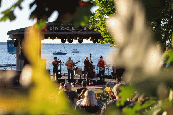 The Sorry Mountain Band — a bluegrass, trad country and swing group — plays at the Memorial Union Terrace. July 17, 2025.