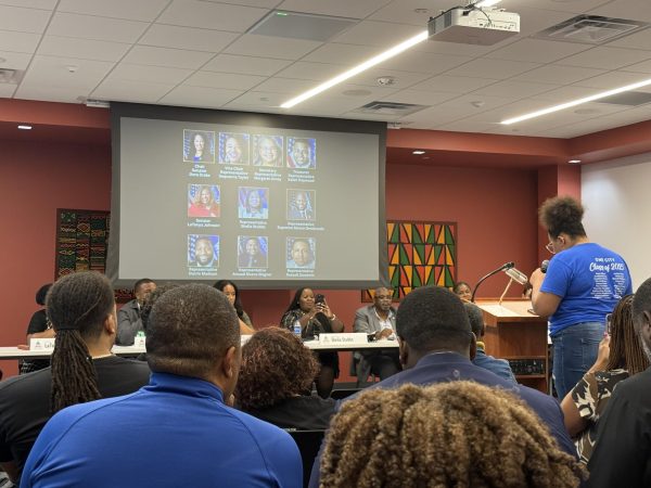 The Wisconsin Legislative Black Caucus speaking at the Black Business Hub. Sept. 22, 2025.