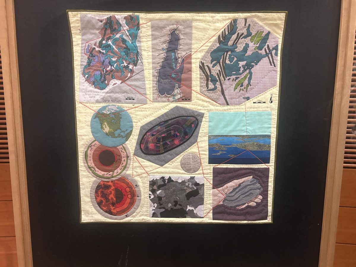 Up Close of Acasta Gneiss quilt by Leah Evans. 
