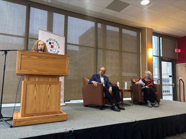The University of Wisconsin hosted a conversation with media executive Andy Lack and SJMC Director Kathleen Bartzen Culver at the Pyle Center. March 5, 2026. Photo from the UW-Madison SMJC.