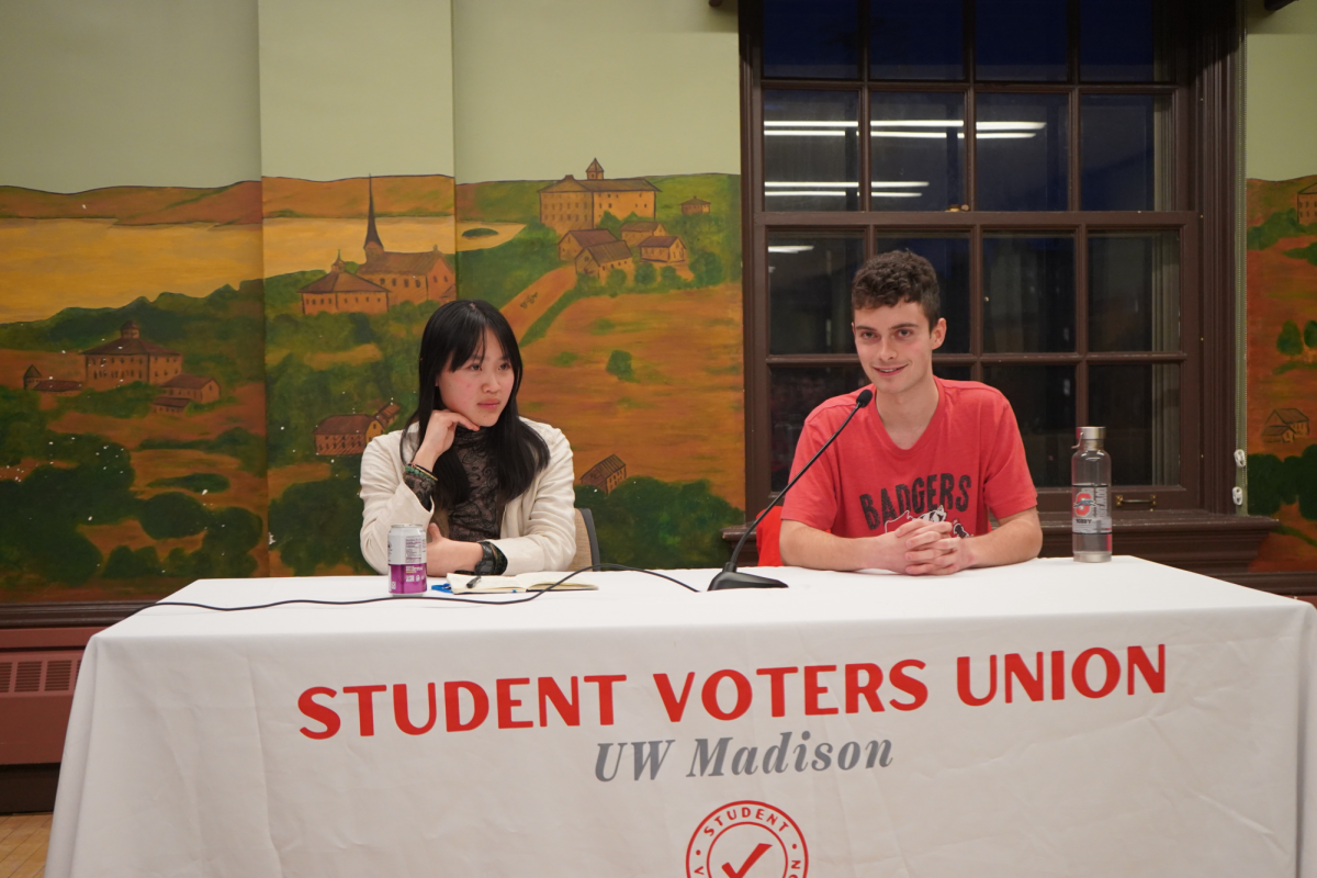 Candidates Bobby Gronert and Ellen Zhang speak at SVU Q&A. March 11, 2026. 